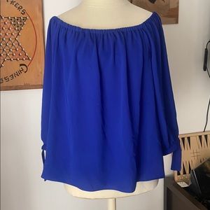 NWT J. Crew off shoulder l/s royal blue blouse